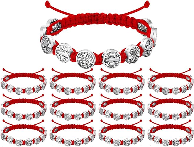 2pulsera hilo rojo con medalla de san benito